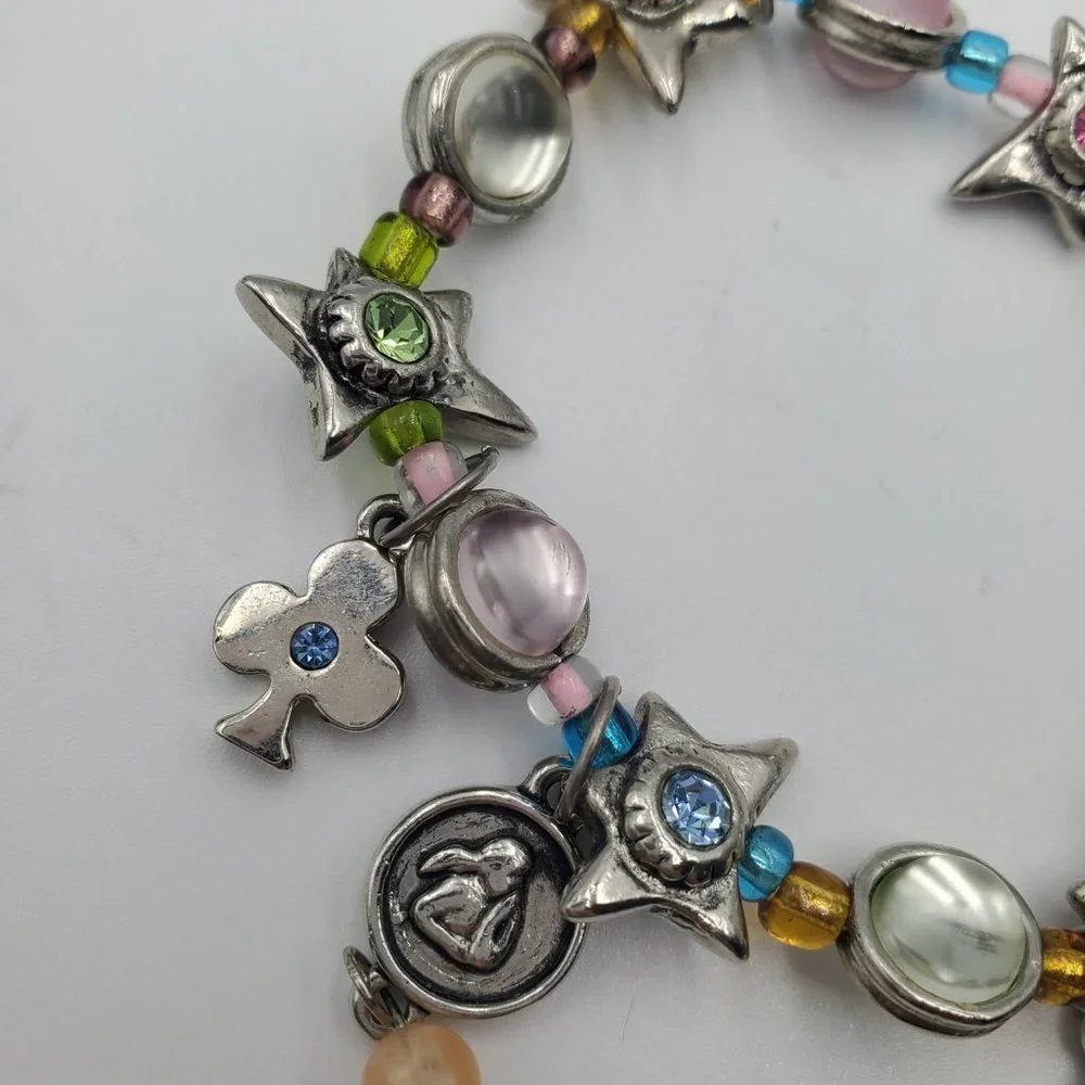 Silver Women's Stretch Bracelet Rhinestones - Picture 4 of 5
